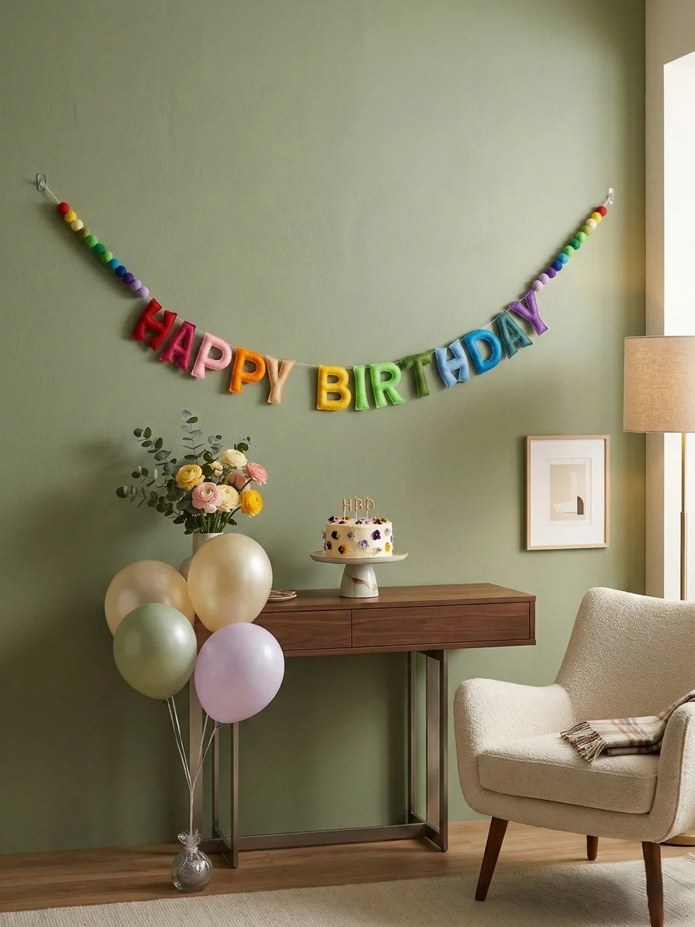 NWT Rainbow Felt Happy Birthday Banner